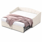 Divano letto 90x200 cm Estraibile; rete in legno; velluto beige; senza materasso