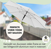 Parasole per giardino da 200cm naturale con ombrello rotondo per balcone e terrazza con apertura manuale con cappuccio e inclinabile.