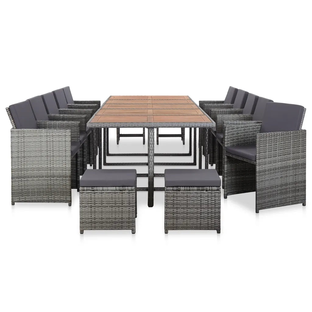Set da Pranzo da Giardino 15 pz e Cuscini Polyrattan Antracite 46426