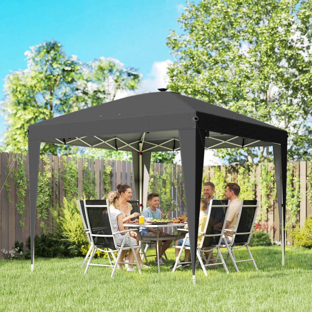 Gazebo Pieghevole 3x3 m con Luce e Telecomando ¨C zephmum ¨C Nero Metallo Poliestere