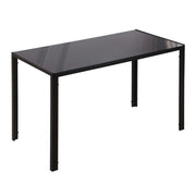 EasyComfort Tavolo da Cucina per 4 Persone in Metallo e Vetro Temperato, 120x60x75 cm, Nero