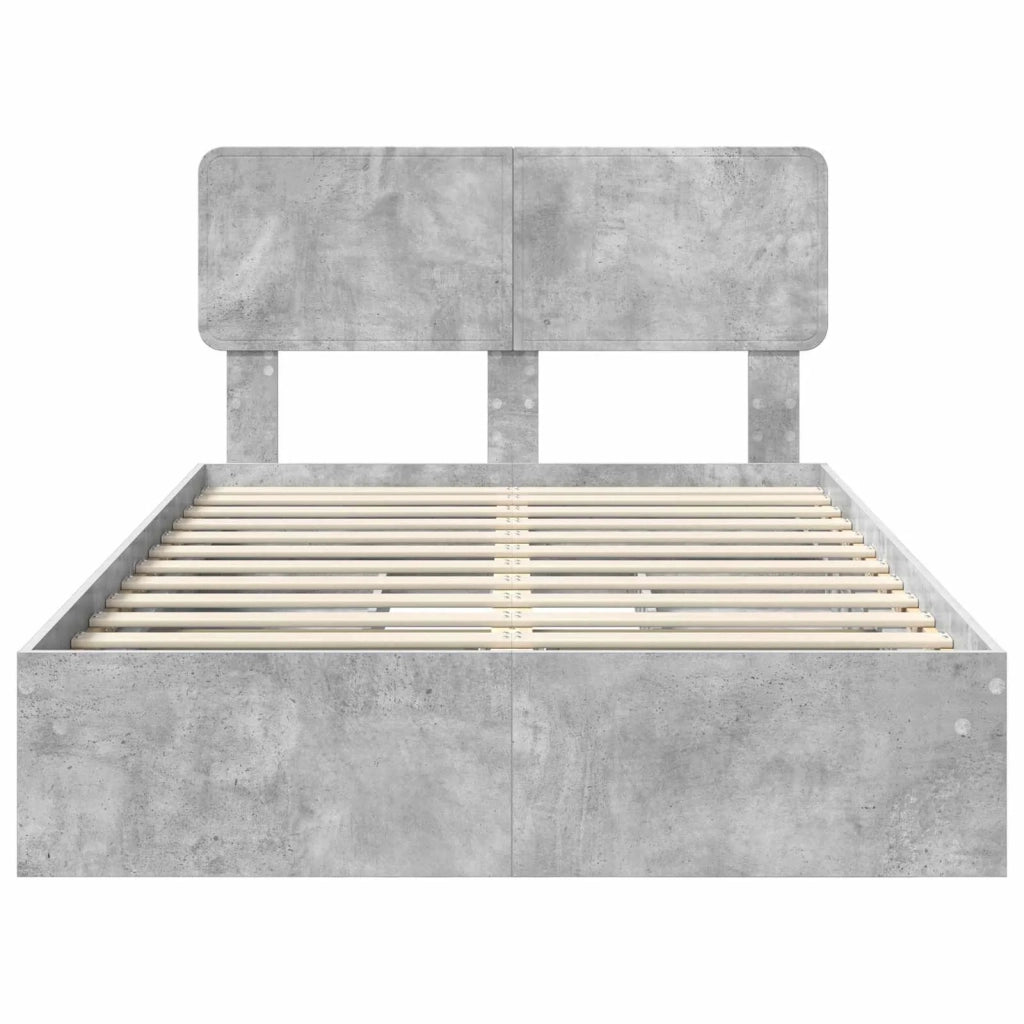 Letto con Contenitore con testiera Grigio cemento 135 x 190 cm 3412286