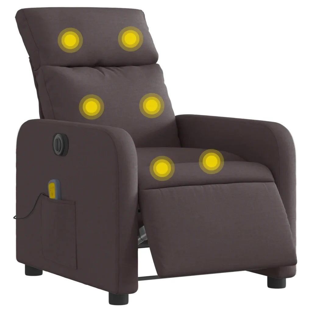 Divano Sedia-Poltrona Massaggio Reclinabile Elettrica Marrone Scuro Tessuto 796280