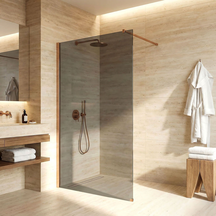 Parete Doccia Rea Flexi Grey / Brush Copper 140