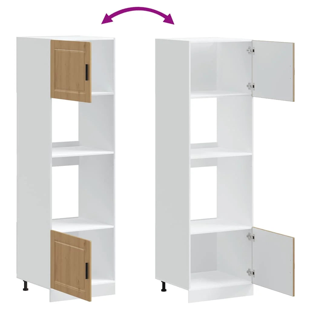 Set di 2 mobili forno compatti con piedini regolabili 60 x 57 x 207 cm finitura rovere ingegnerizzato 02_0055725