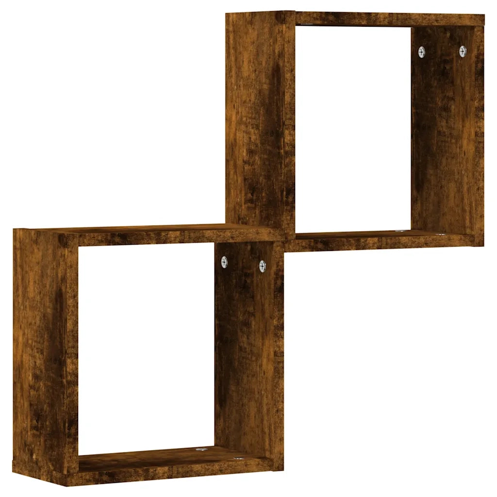 Mensole a Cubo 2 pz Rovere Fumo 30x15x30 cm 815879
