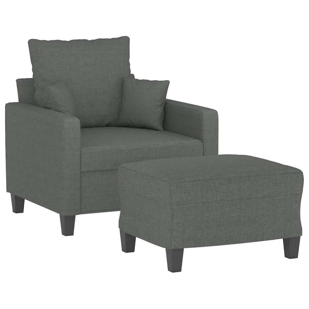 Divano Sedia-Poltrona con Poggiapiedi Grigio Scuro 60 cm in Tessuto 185182