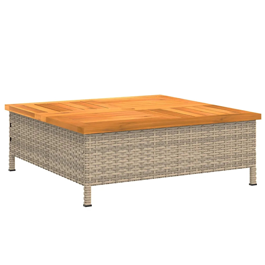 Copertura Base Ombrellone Beige 70x70x25 cm Polyrattan e Acacia 365954