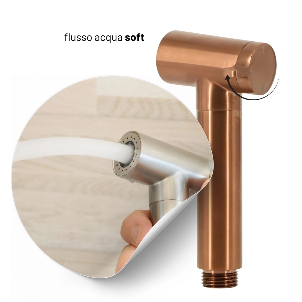 Idroscopino wc doccetta ottone portatile shutoff monogetto con leva ogomondo kit *** finitura- oro rosa tondo, confez...