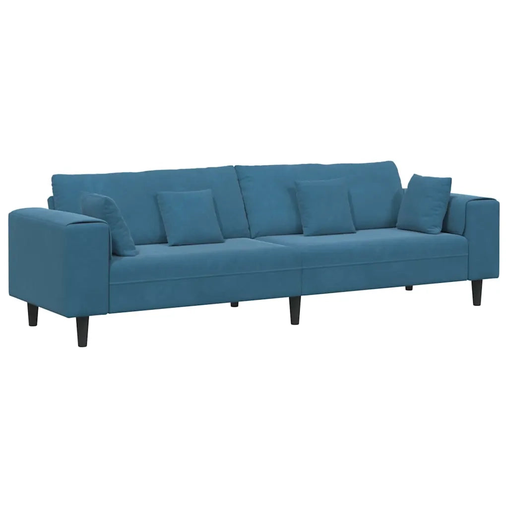 vidaXL Divano in Velluto con cuscino Blu 208 cm Velluto