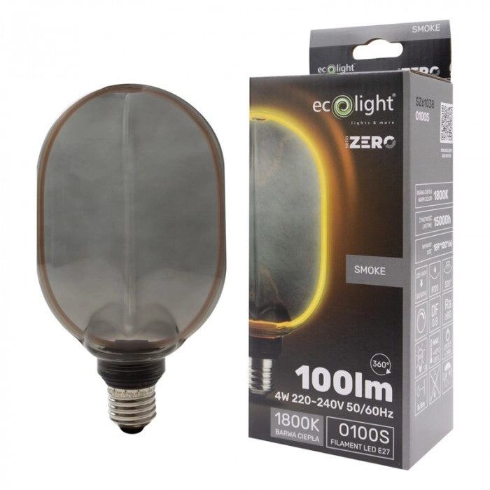 Lampadina LED ovale fumé 4W 100lm 1800K E27 Ecolight