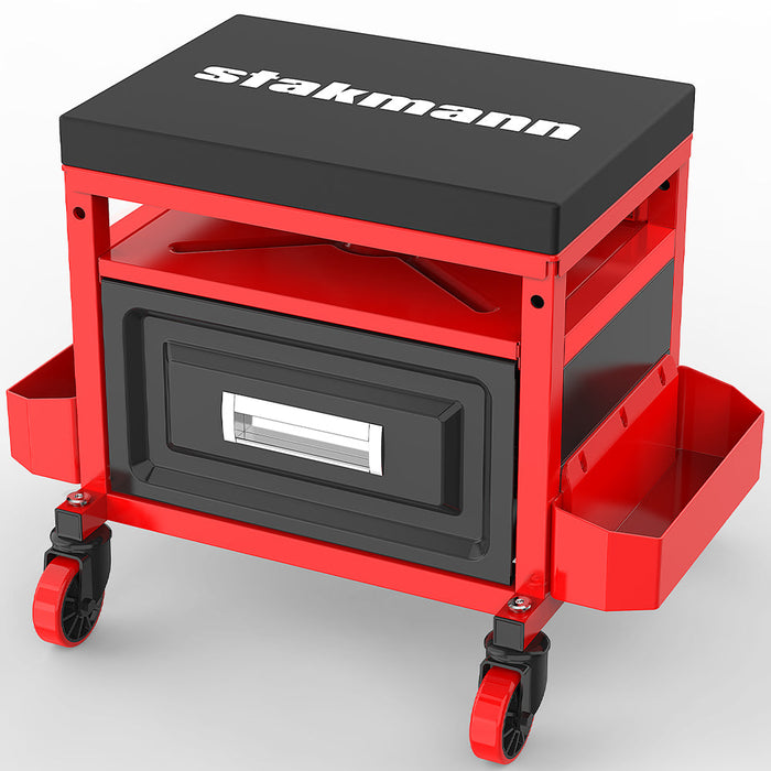 Sgabello da Officina con Cassetto Porta Attrezzi Utensili con Ruote