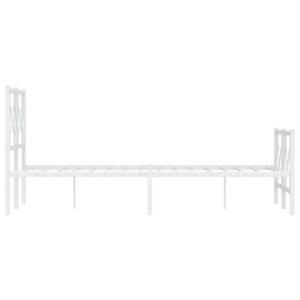 Letto matrimoniale | Letto per adulti | Giroletto con Testiera e Pediera Metallo Bianco 120x190 cm