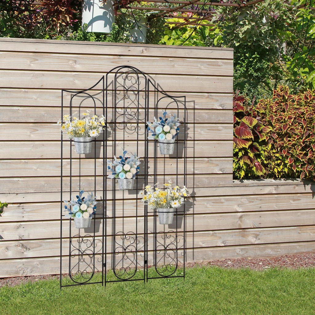 Portapiante Verticale Pieghevole con 5 Vasi ¨C zephmum ¨C Nero, Metallo, 82x12.5x150cm