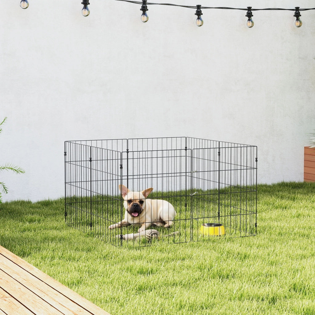 Recinto per Cani Pannelli 50x60 cm Espandibile e Pieghevole in Acciaio Nero