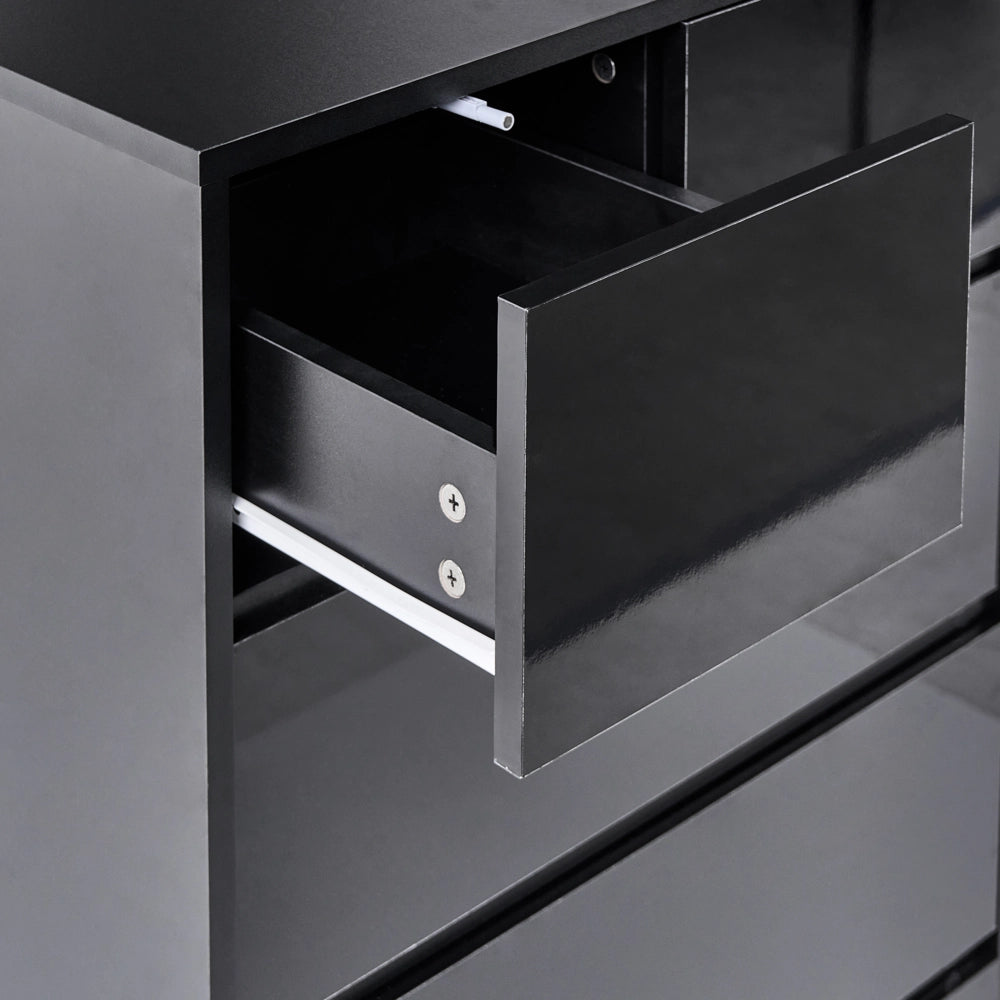 Cassettiera scandinava 5 cassetti piano in legno nero in stile scandinavo