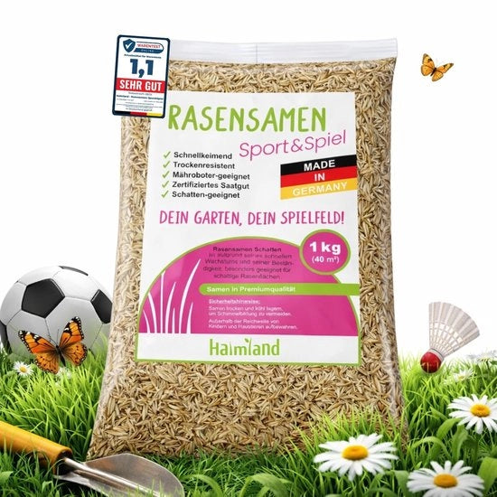 Seme di erba da giardinaggio - 1 kg - Erba da riempimento - Erba per bambini - Resistente alla siccità - Duraturo - Robusto per uso intensivo - Seme di erba da giardino