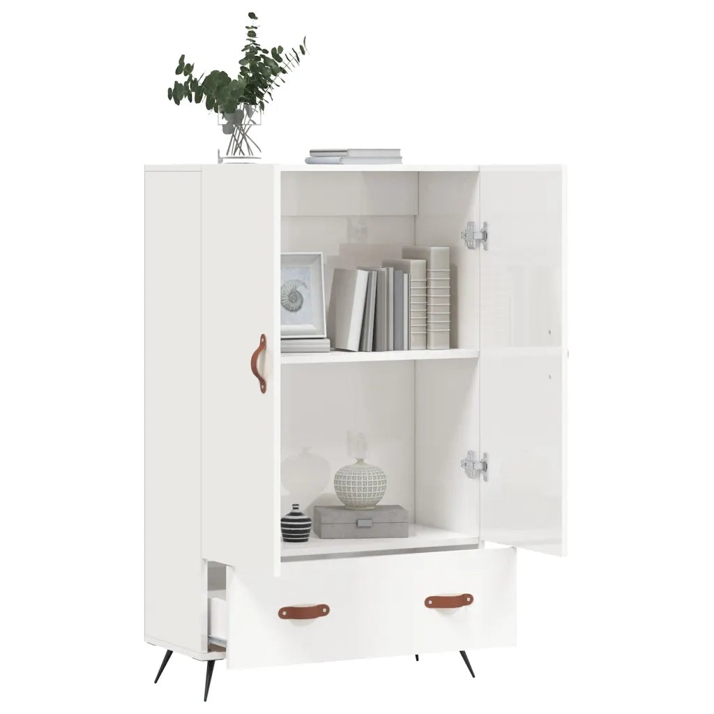 Credenza-Buffet-Armadio da cucina Bianco Lucido 69,5x31x115 cm in Legno Multistrato 275833