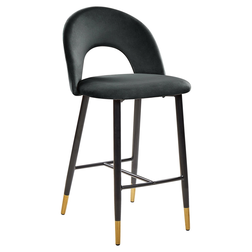Set di 2 sedie da bar Corallo Rosso Velluto Nero Acciaio Design retrò accenti dorati Sala da pranzo