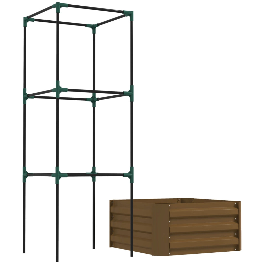 Vaso da Giardino con Griglia di Supporto ¨C zephmum ¨C Marrone 61x61x140 cm