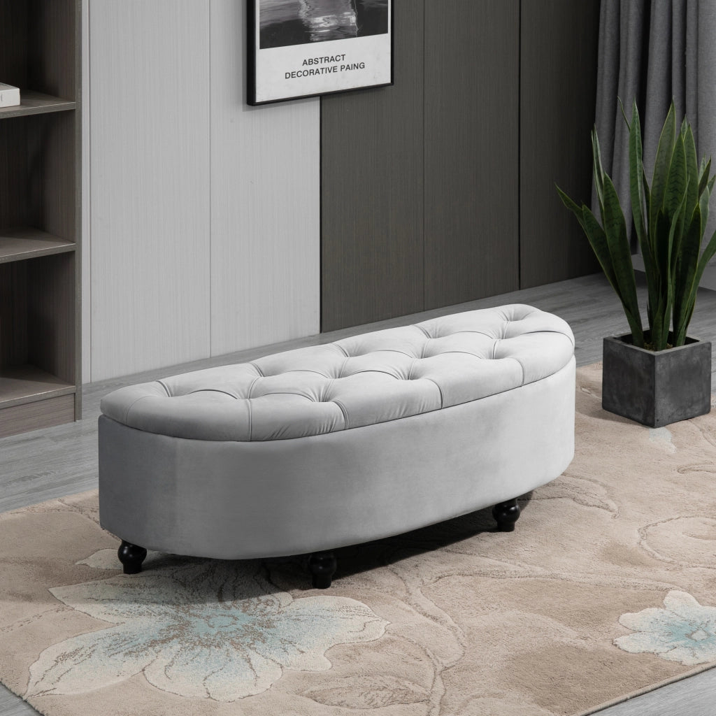 Pouf contenitore imbottito in velluto ¨C zephmum ¨C grigio 120x46x42 cm