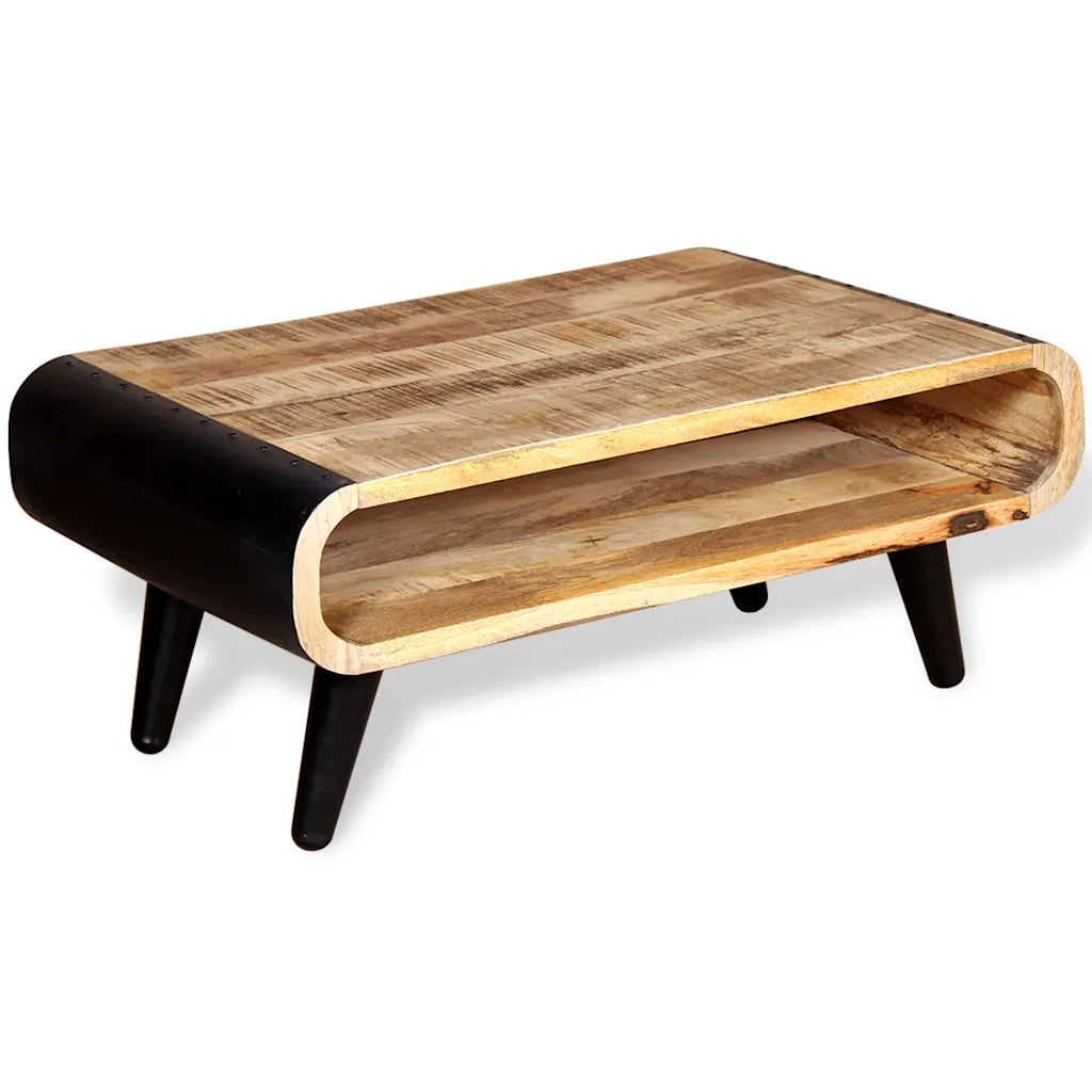 Tavolino da CaffÃ¨ in Legno Grezzo di Mango 90x55x39 cm cod mxl 60551