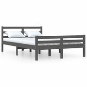 Letto matrimoniale | Letto per adulti | Giroletto Grigio in Legno Massello 120x200 cm