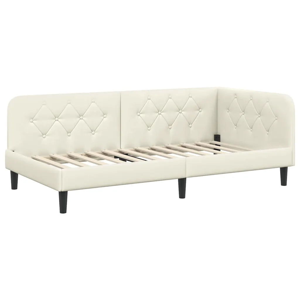 Cornice del letto ad angolo Crema 100 x 200 cm Velluto 3394171