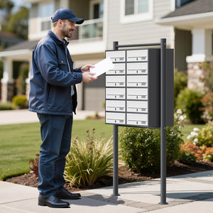 Cassetta postale condominiale autoportante 12 posti antracite/bianco 945 x 270 x 1500 mm 2 moduli