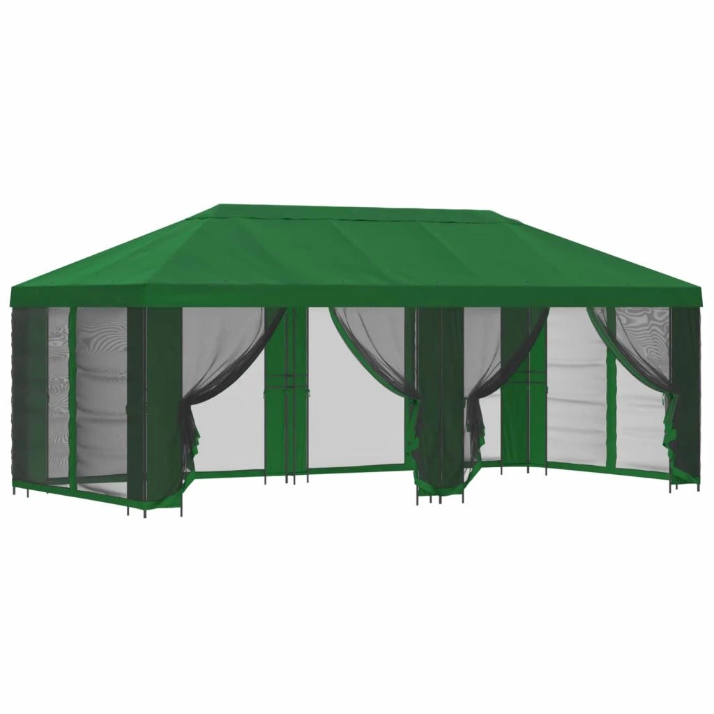 Gazebo con pareti laterali 6 x 3 m Verde Poliestere e Acciaio