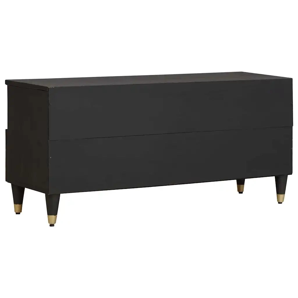 Mobile TV Nero 100 x 33 x 46 cm Legno di mango massello