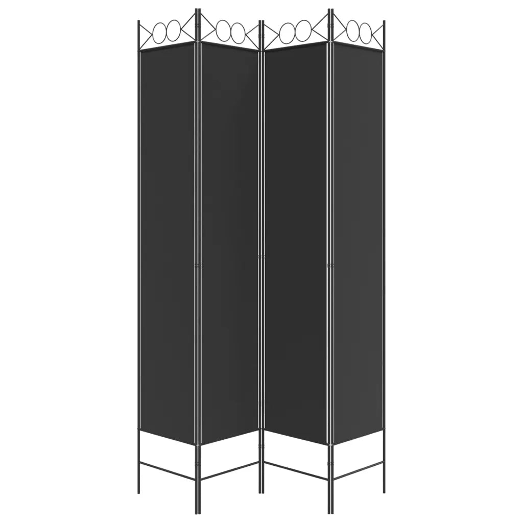 Divisorio a 4 Pannelli Nero 160x220 cm in Tessuto 350169