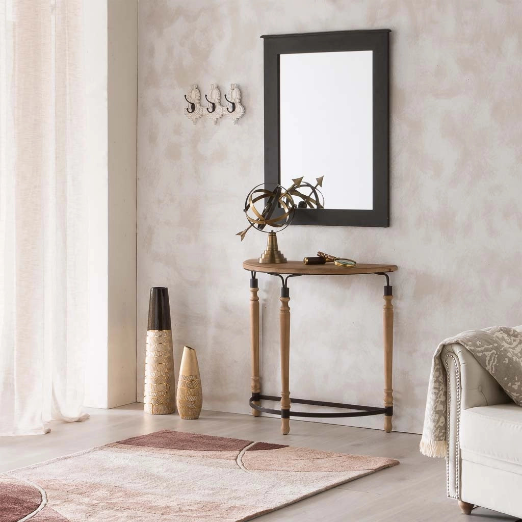 Mobile da ingresso in legno e metallo marrone 80x35,5x76h