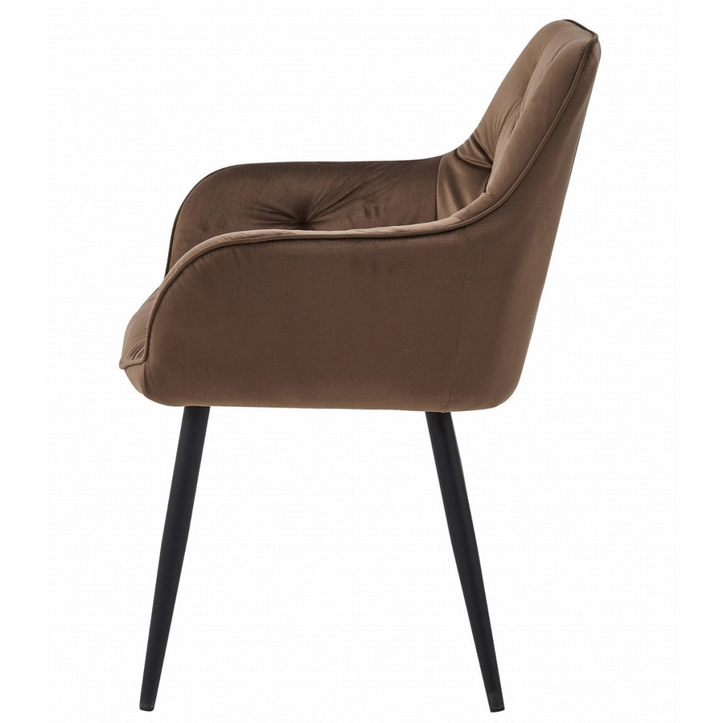 Sedia Jork in velluto marrone con gambe in metallo nero