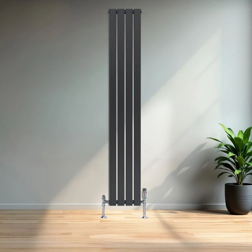 Radiatore Verticale 1800 x 280 mm con Valvole TRV Grigio Antracite
