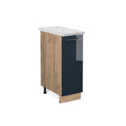 Armadio cucina dispensa alto Fame-Line Blu scuro lucido/Rovere dorato 30 cm, PL Marmo Vicco