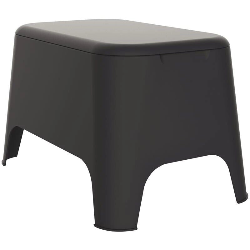 TAVOLO IN RESINA PETRA ANTRACITE PORTA OGGETTI CON COPERCHIO 59 X 39 X H36 CM