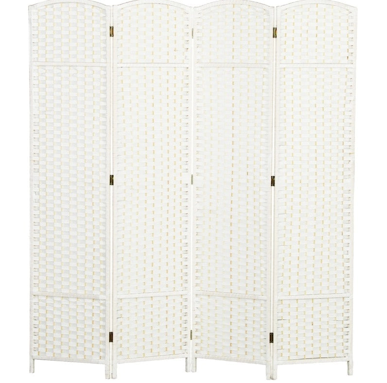 Paravento pieghevole bianco in legno e polipropilene 160x170 cm