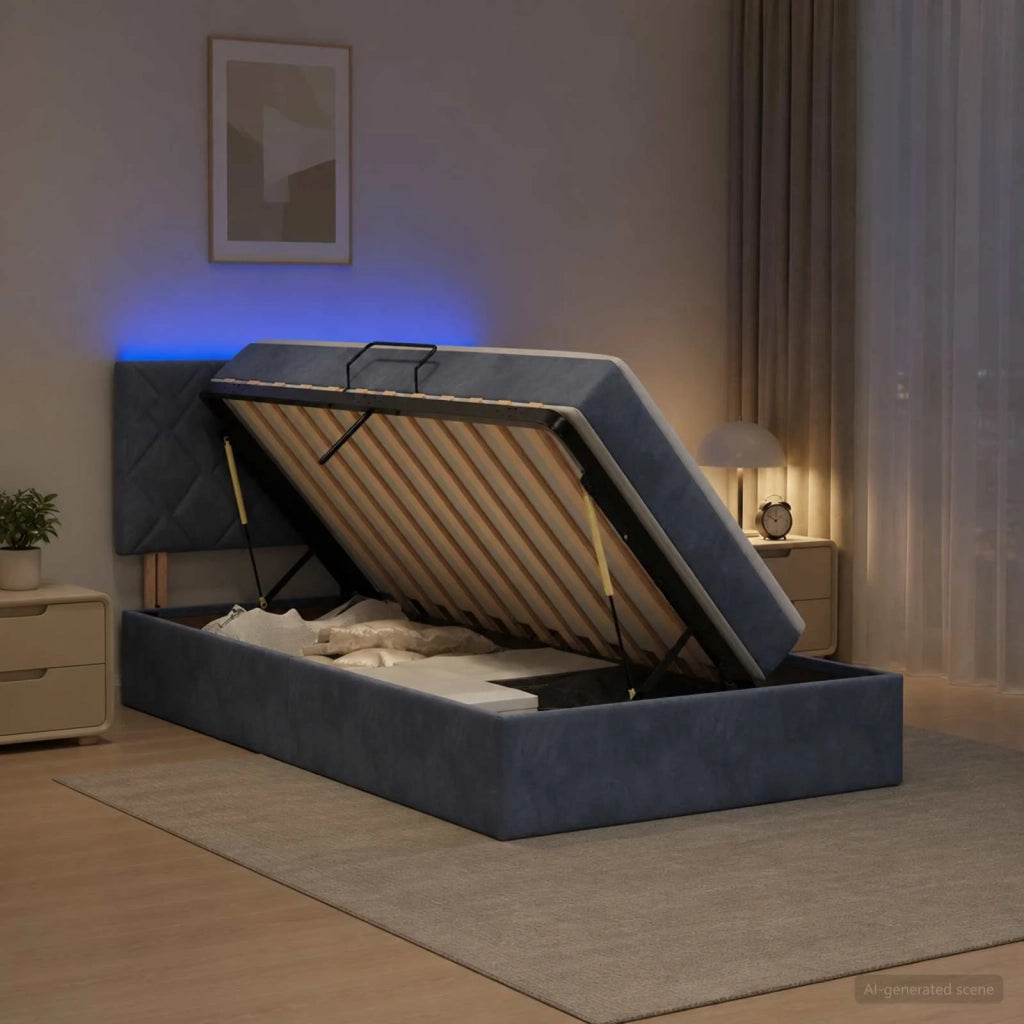 Letto con contenitore LED e materasso Grigio Scuro 90 x 190 cm 3459277