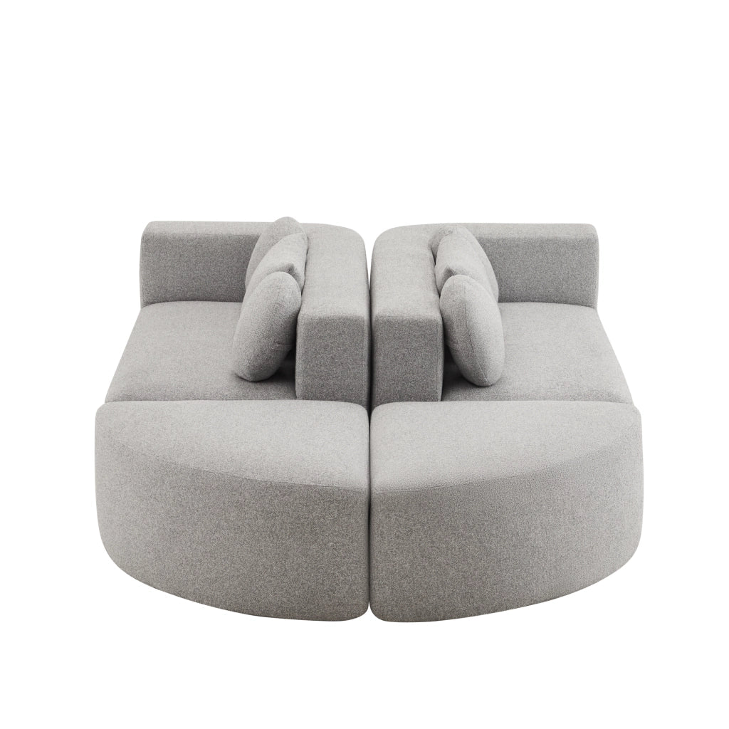 Divano letto modulare - con funzione letto - in ciniglia grigio - 292 × 165 × 68 cm