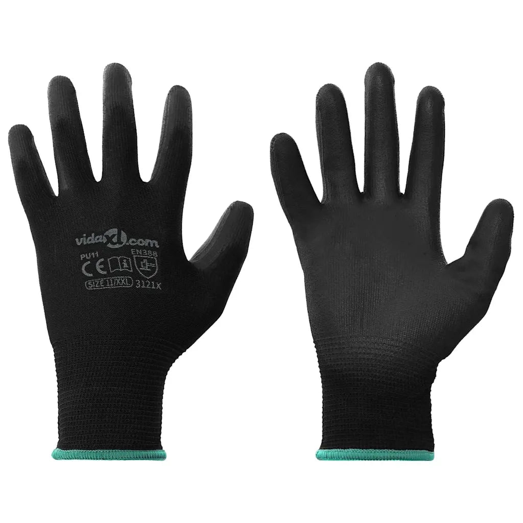 Guanti da Lavoro 12 pcs Nero 11 / XXL Poliestere 42020718