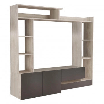Parete Soggiorno Entry Pino Chiaro e Grigio - Dimensioni: cm 180 x 28/40 x 165 h