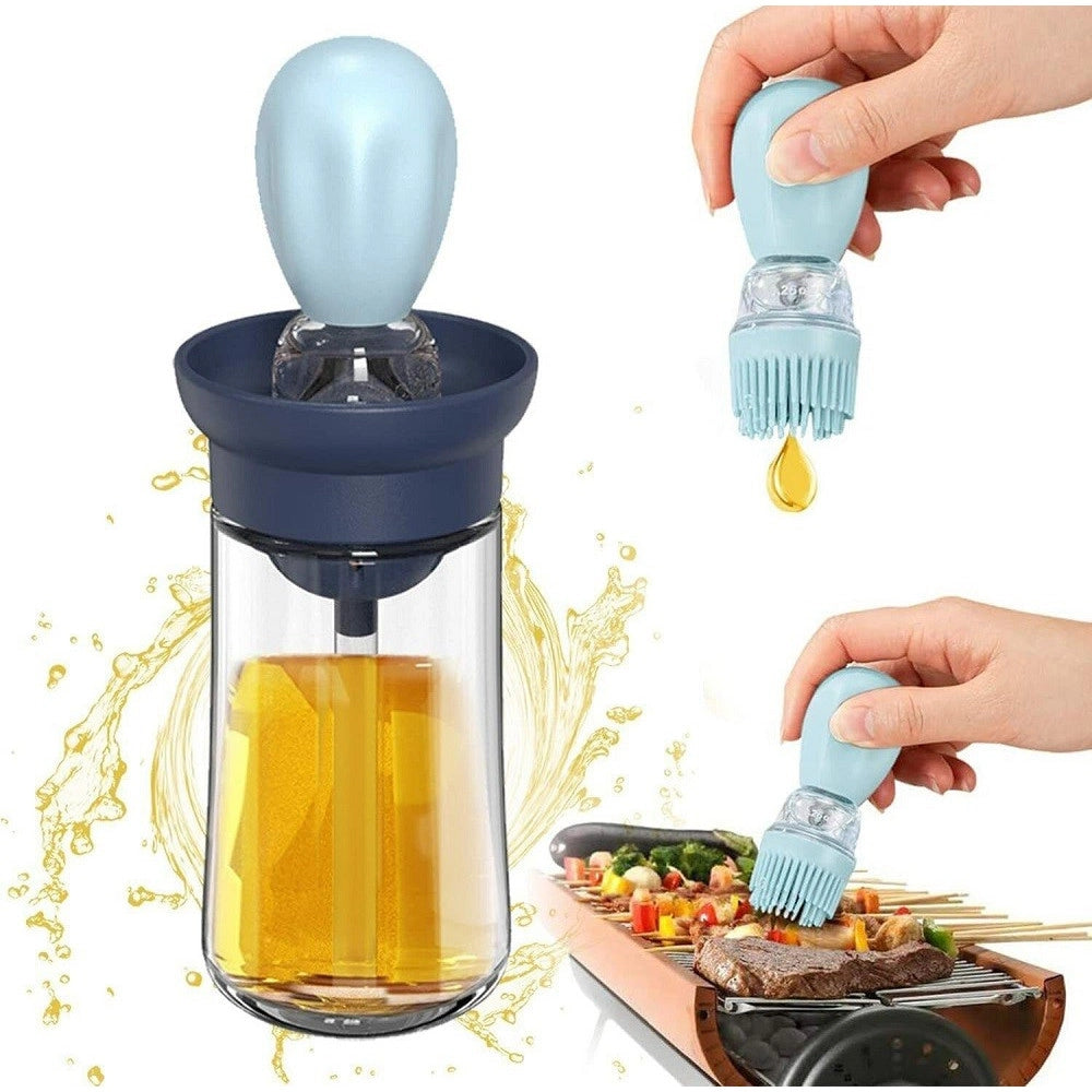 Trade Shop - Contenitore Olio Con Pennello In Silicone Olio Dispenser Contagocce Dosatore -
