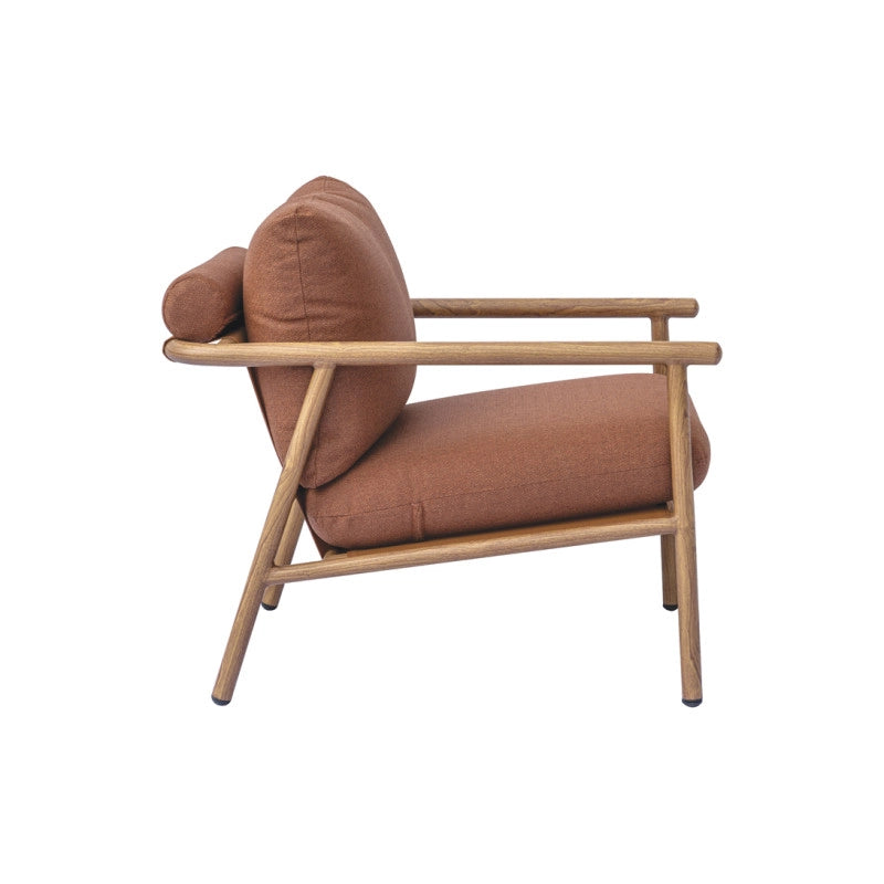 Salotto Cartagena Alluminio Effetto Legno Cuscini Rossi Moia