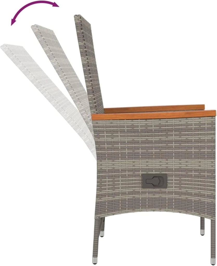 Set da pranzo da giardino 7 pezzi e cuscini in rattan sintetico grigio, set tavolo e sedie da giardino, tavolo da terrazza e sedie, set da giardino, mobili da giardino per esterni 3157540