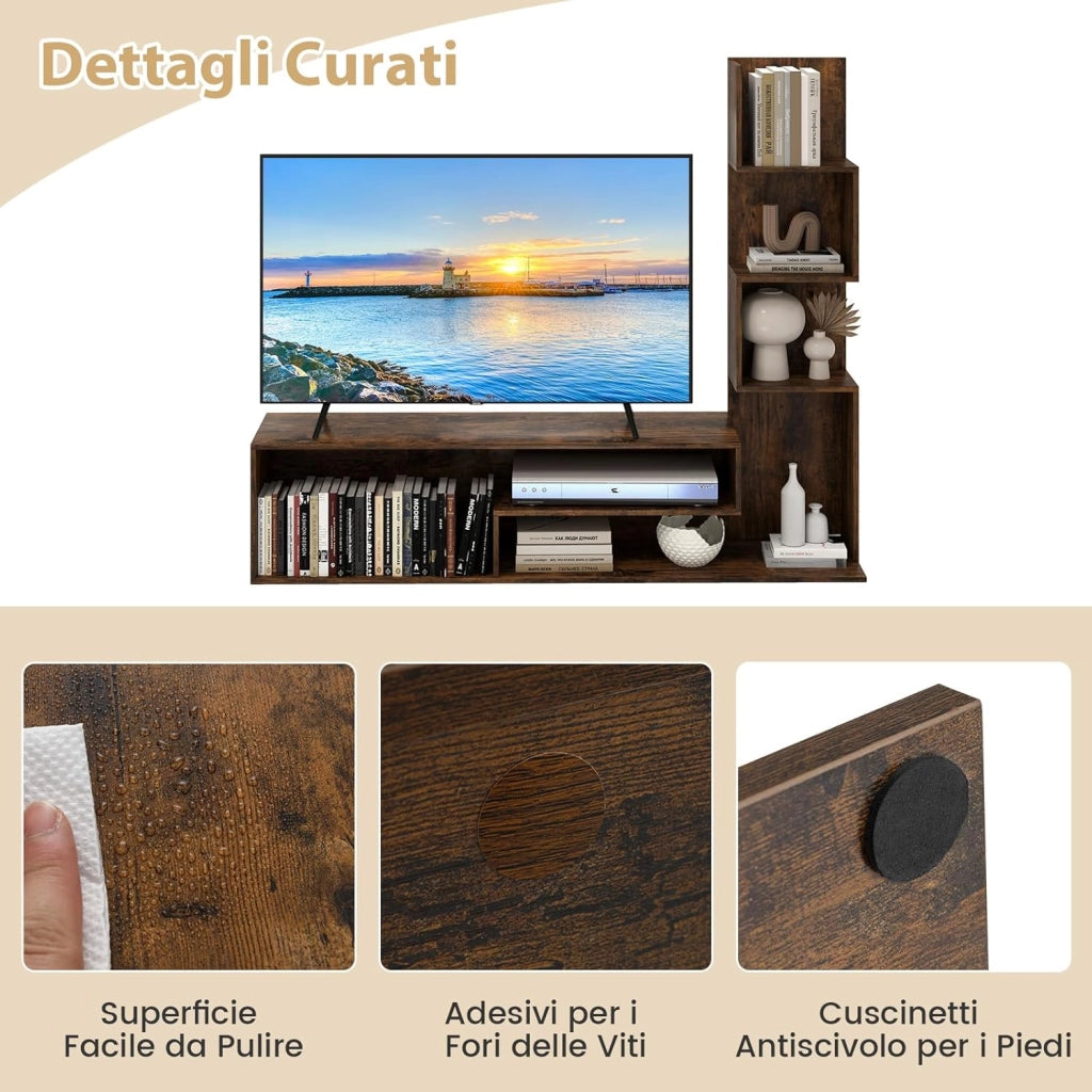Mobile per TV a Cubi per TV Fino a 50”, Tavolo Console Media con Mensole di Stoccaggio a Forma di L e Scomparti Aperti, Centro di Intrattenimento per Soggiorno, Ingresso (Industriale)