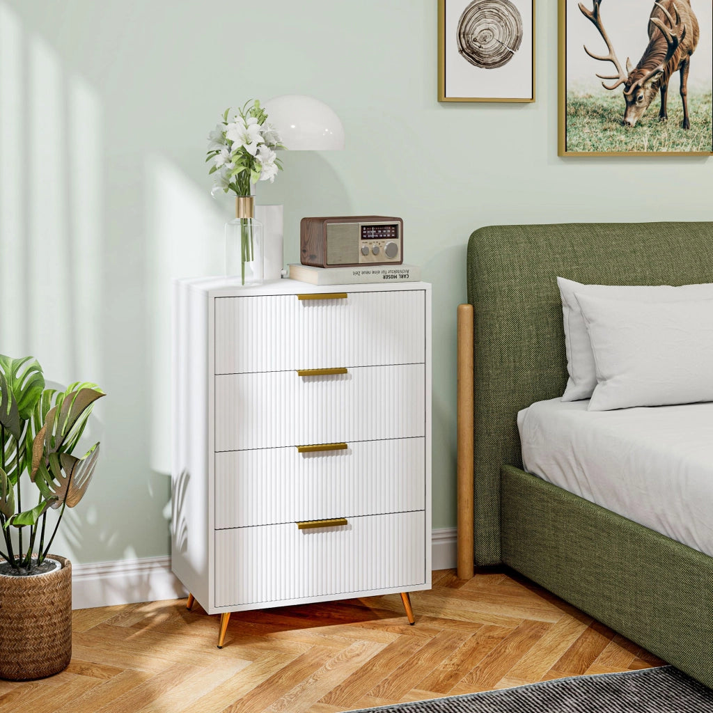 Cassettiera Moderna con 4 Cassetti ¨C zephmum ¨C Bianco 60x40x90 cm