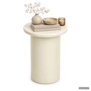 Tavolino da salotto rotondo MONO 30 cm crema con base cilindrica