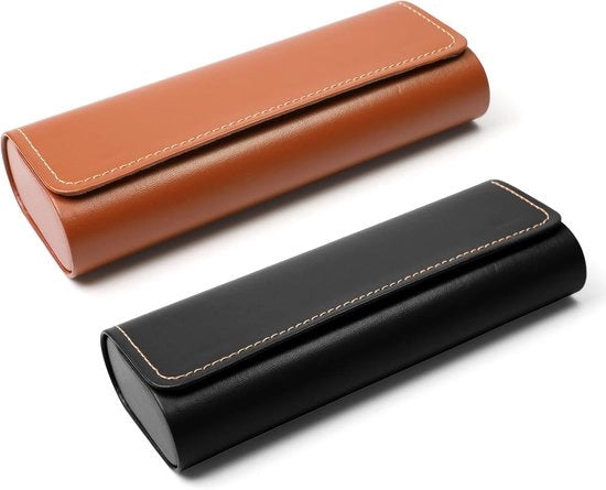Set di Custodia per Occhiali - Hardcase per Occhiali - Protezione per Occhiali - Con Chiusura Magnetica - 2 Pezzi - Nero e Marrone