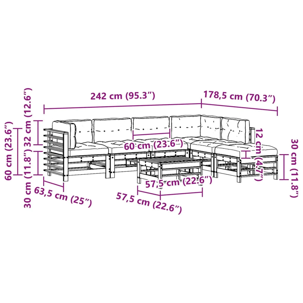 Set Lounge da Giardino 7 pcs Marrone Cerato